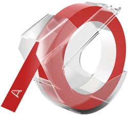 Reliëftape Dymo embossing vinyl 9mm wit op rood
