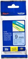 Labeltape Brother P-touch TZe-521 standaard 9mm zwart op blauw