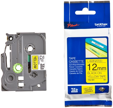 Labeltape Brother P-touch TZe-631 standaard 12mm zwart op geel-3