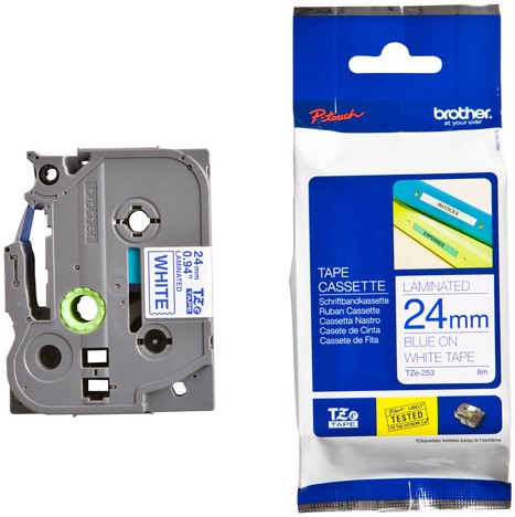Labeltape Brother P-touch TZe-253 standaard 24mm blauw op wit-3
