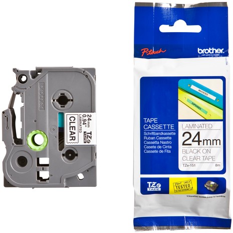 Labeltape Brother P-touch TZe-151 standaard 24mm zwart op transparant-3