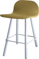 CARVI 4 POOTS BARSTOEL HOOG - 4-POOTS HOUTEN FRAME ROND 38MM - GESTOFFEERDE KUIP - GESTOFFEERD - WIT - KNOPEN-12