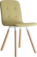 CARVI VERGADERSTOEL - 4-POOTS HOUTEN FRAME ROND 38MM - GESTOFFEERDE KUIP - GESTOFFEERD - WIT - KNOPEN CARVI VERGADERSTOEL-6