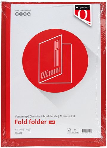 Vouwmap Quantore A4 ongelijke zijde 250gr rood-2