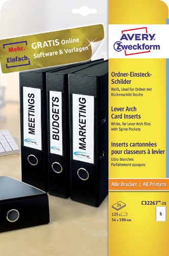Rug-insteekkaart Avery Zweckform breed 54x190mm wit 25 vel-2