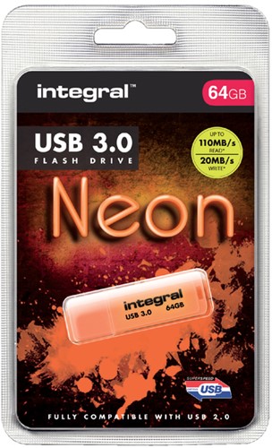 USB stick 3.0 Integral Neon USB-A 64GB oranje-2