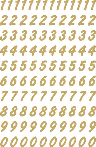 Etiket HERMA 4151 8mm getallen 0-9 goud op transparant 200st