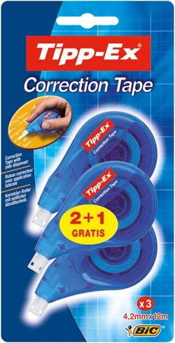 Correctietape Tipp-Ex zijwaarts 4.2mmx12m blister 2+1 gratis