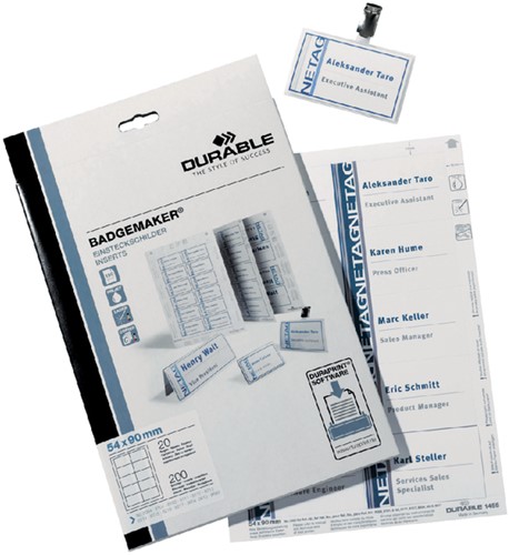 Badgekaart Durable 1420 bedrukbaar A6 80 stuks-2