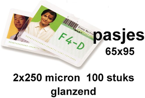 Lamineerhoes GBC overheids card 65x95mm 2x250micron 100stuks