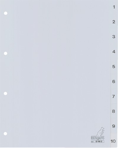 Tabbladen Kangaro 4-gaats G410C 1-10 genummerd grijs PP