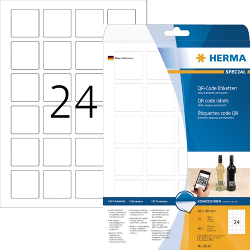 Etiket HERMA 9642 40x40mm QR-code wit 600stuks