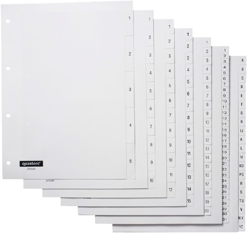 Tabbladen Quantore 4-gaats 1-20 genummerd wit PP-2