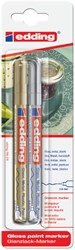 Paintmarker edding 780 op oliebasis 0.8mm goud en zilver blister à 2st