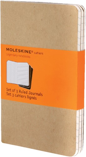 Schrift Moleskine 90x140mm lijn 128blz pocket kraft