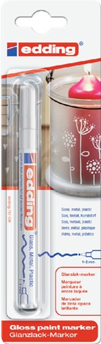 Paintmarker edding 751 op oliebasis 1-2mm wit blister à 1 stuk