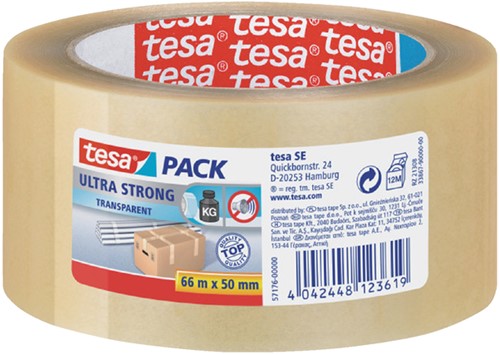 Verpakkingstape tesapack® Ultra Strong 66mx50mm transparant