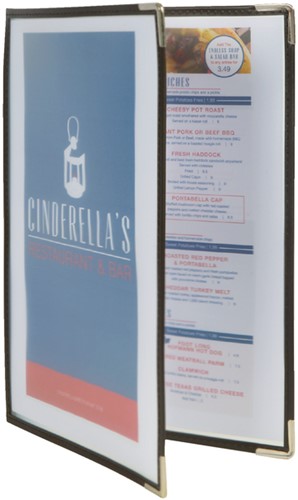 Menukaart Securit A4 2-delig voor 4 pagina's transparant 3 stuks