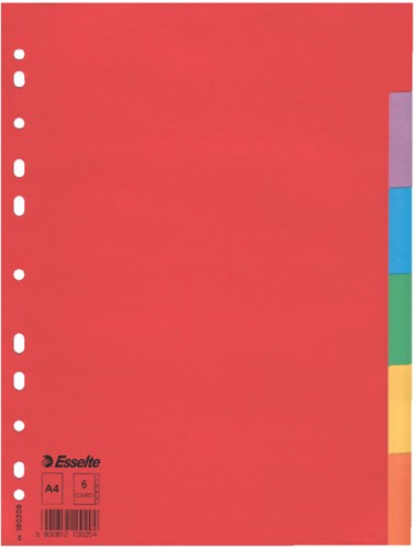 Tabbladen Esselte A4 11R karton 6-delig zonder voorblad