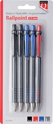 Balpen Quantore grip drukknop assorti 5 stuks