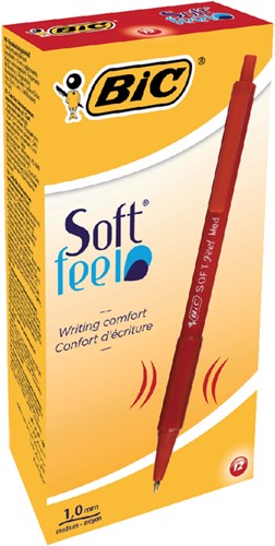 Balpen Bic soft feel grip clic medium rood-2