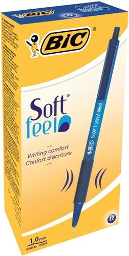 Balpen Bic soft feel grip clic medium blauw-2