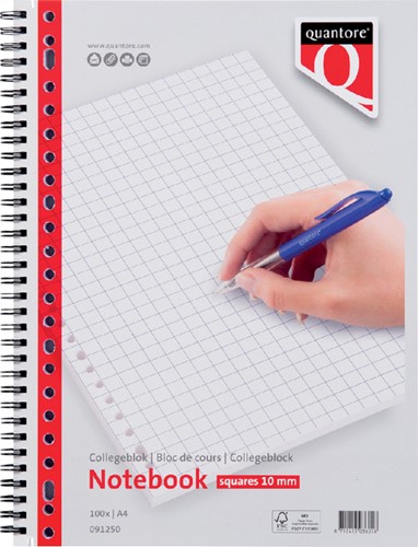 Collegeblok Quantore A4 23-gaats ruit 10mm 100vel