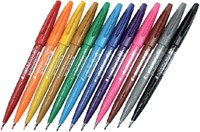 Brushpen Pentel SES15C Sign Artist standaardkleuren assorti 12 stuks-2
