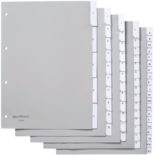 Tabbladen Quantore 4-gaats 5-delig met venster grijs PP-2