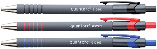 Balpen Quantore rubbergrip drukknop zwart medium-2
