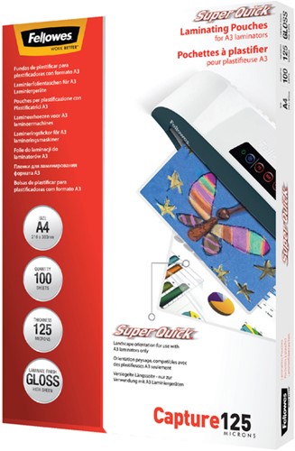 Lamineerhoes Fellowes A4 Superquick 2x125micron 100 stuks