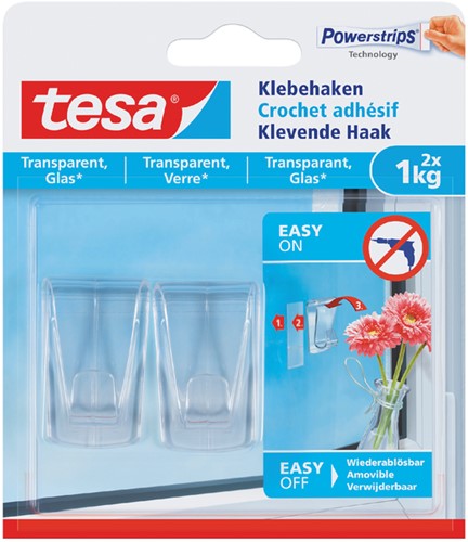 Klevende haak tesa® 1kg transparant 2 stuks