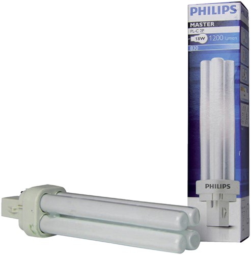 Spaarlamp Philips Master PL-C 2P 18W 1200 Lumen 830 warm wit