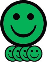 Magneet smiley 75mm emotie blij groen 5 stuks