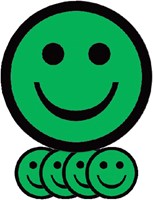 Magneet smiley 25mm emotie blij groen 5 stuks