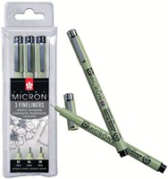 Fineliner Sakura Pigma Micron set à 3 schrijfbreedtes fijn zwart-2