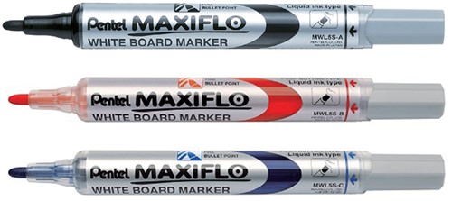 Whiteboardmarker Pentel MWL5S Maxiflo rond 1mm zwart-2