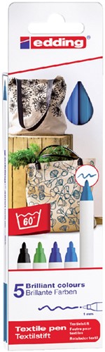 Textielmarker edding 4600 rond 1mm koel assorti 5 stuks