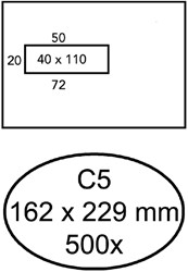 Envelop Hermes C5 162x229mm venster 4x11 links zelfklevend 500 stuks