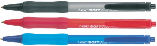 Balpen Bic soft feel grip clic medium blauw-3