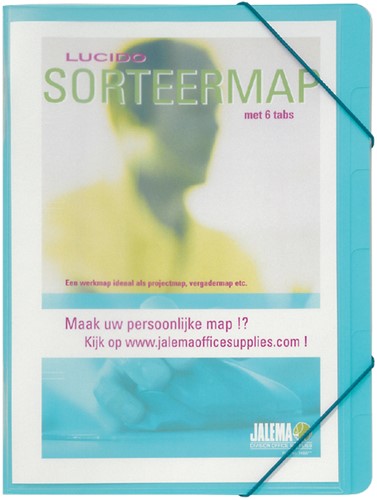 Sorteermap Djois personaliseerbaar A4 6 tabbladenblauw