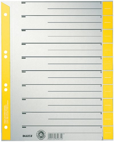 Scheidingsbladen Leitz A4 karton 230gr 6-gaats geel