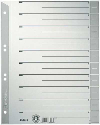 Scheidingsbladen Leitz A4 karton 230gr 6-gaats grijs