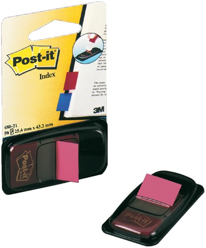 Indextabs 3M Post-it 680 25.4x43.2mm felroze