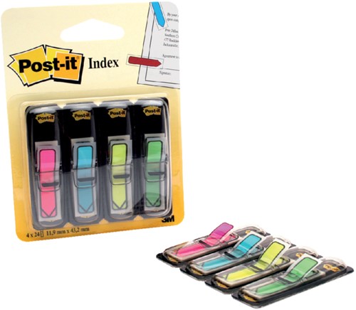 Indextabs 3M Post-it 684 12x43mm pijl neon assorti