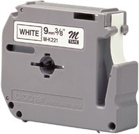 Labeltape Brother P-touch M-K221BZ ongelamineerd 9mm zwart op wit-2