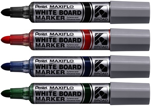 Whiteboardmarker Pentel MWL5M Maxiflo rond 3mm rood-3