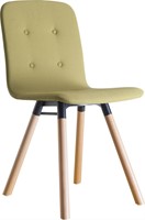 CARVI VERGADERSTOEL - 4-POOTS HOUTEN FRAME ROND 38MM - GESTOFFEERDE KUIP - GESTOFFEERD - ALUMINIUM - KNOPEN CARVI VERGADERSTOEL