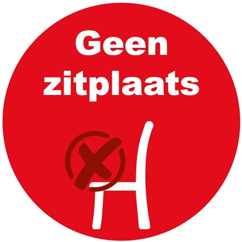 Geen zitplaats Corona stickers 15 cm (set van 5) rood