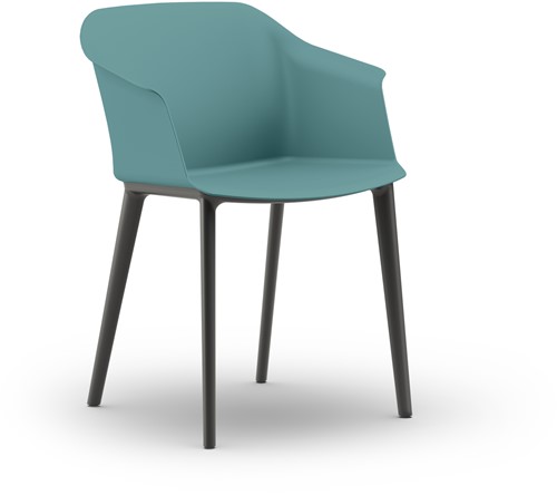 Geo Kuipstoel met gerecycled kunststof vierpootframe - Blauw Groen(BV)